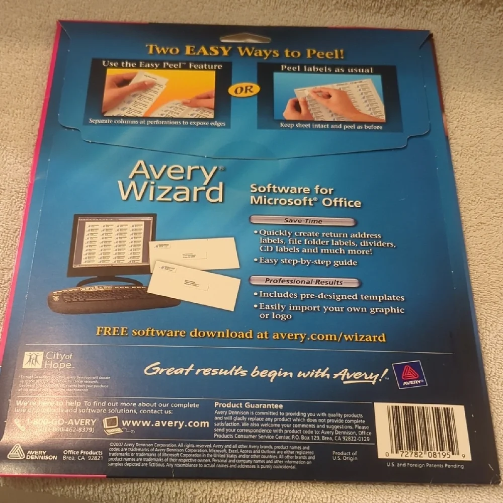Avery Easy Peel Return Address Labels - Ink Jet 8195